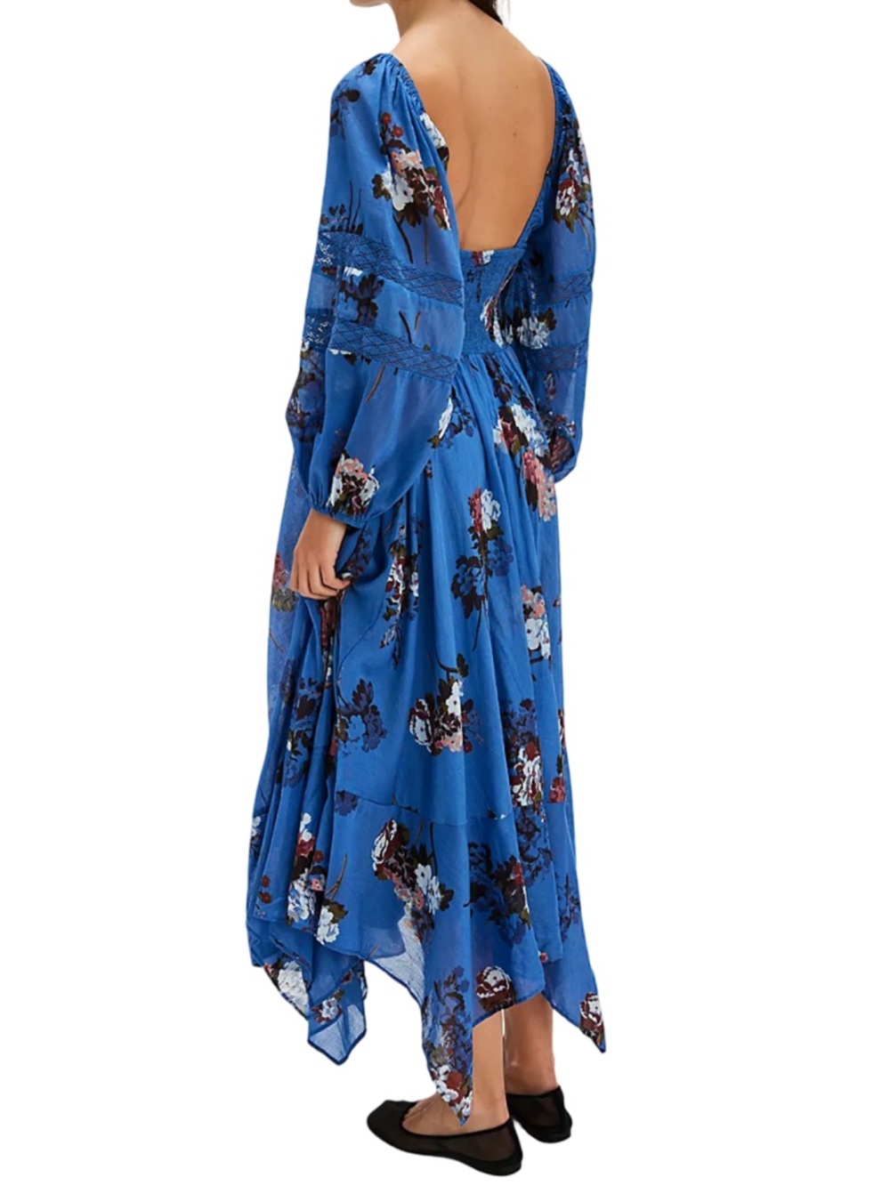 FREE PEOPLE Morning Glory Maxi Dress Dutch Blue Floral Boho XS Oversized New - Picture 7 of 13